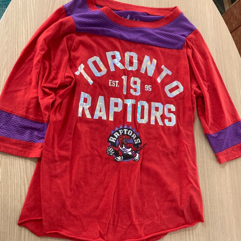 Toronto Raptors Red T Shirt Small Purple Mesh Trim Touch By Alyssa Milano